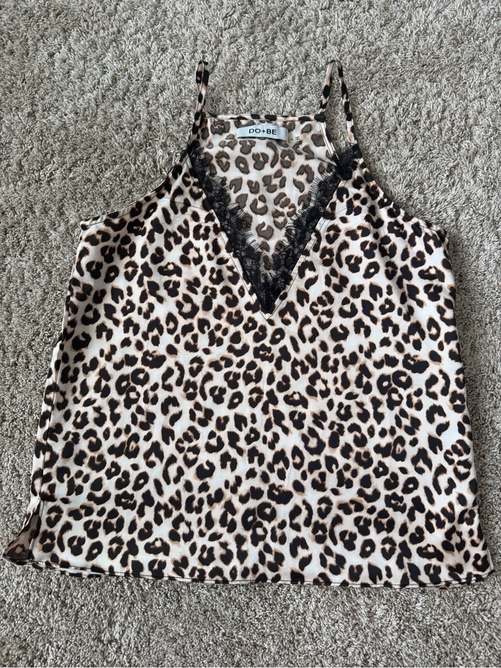 DO+BE Leopard-Print Lace V-Neck Cami in Brown and Black